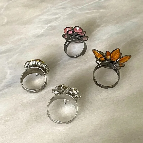 Floral Multi-Color Statement Ring Set - Picture 3 of 5